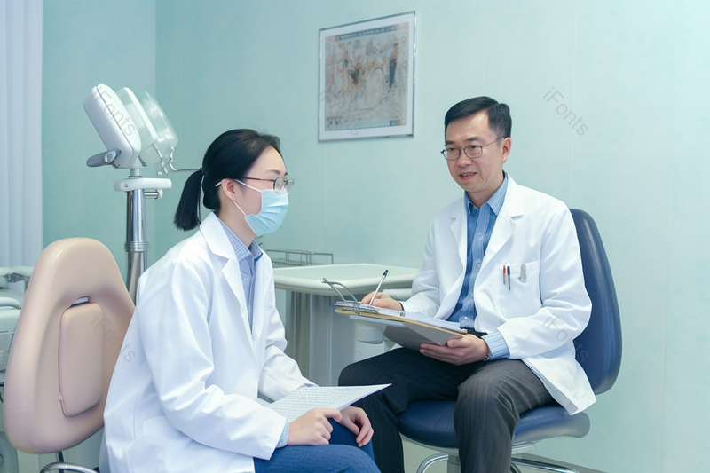 坐在凳子上交流检查牙齿医疗设备,高清,摄影图,摄影图片,图片大全,摄影图免费下载